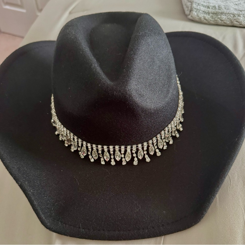 Chic Black Hat with Sparkling Silver Accents
